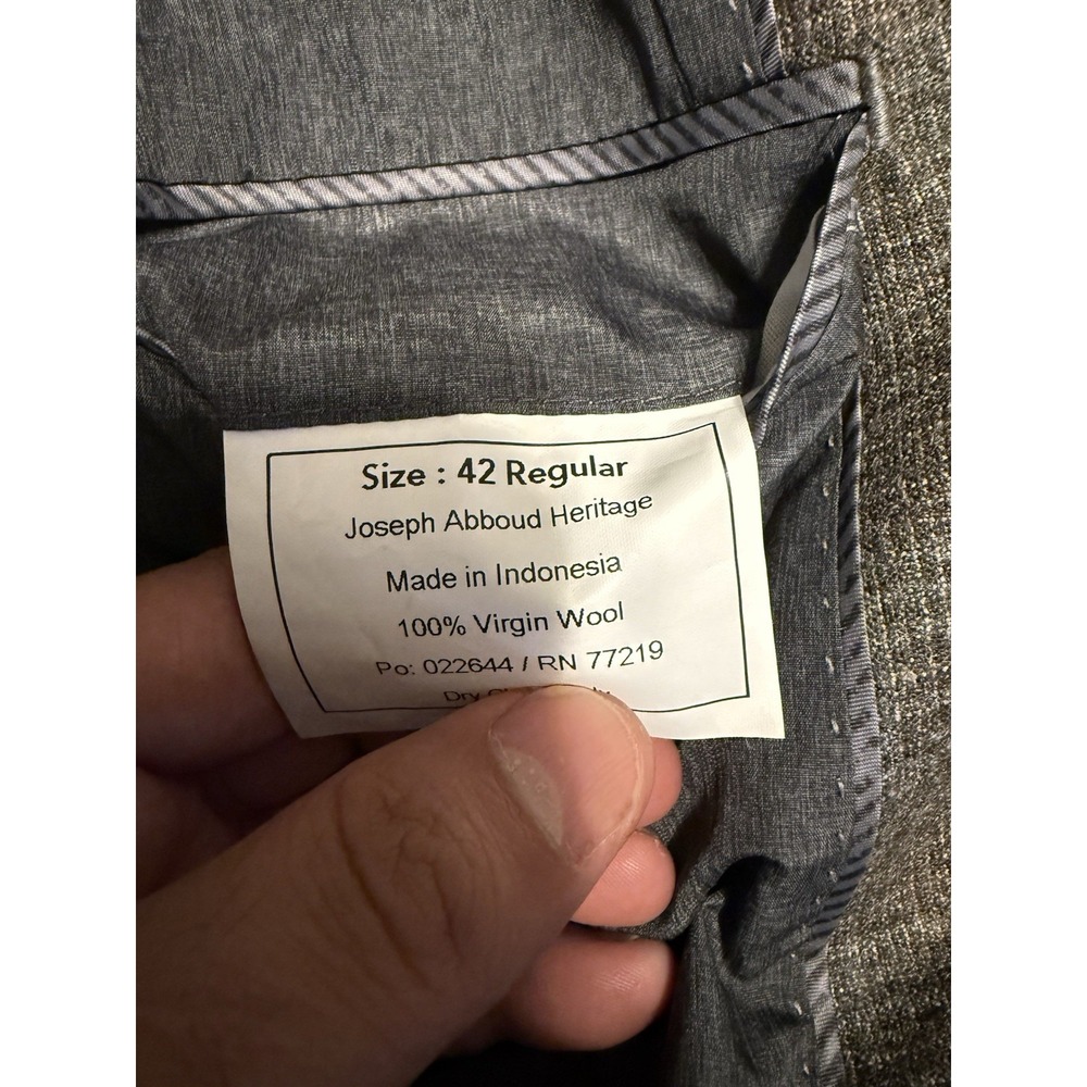 Joseph Abboud Lanificio di Pray 44R Blazer Sport Coat Jacket Gray Glen Plaid - Picture 9 of 11